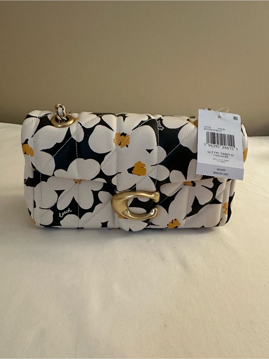 Coach Handbags - Coach Quilted Tabby 20 Floral Shoulder Bag in White, Black & Yellow
